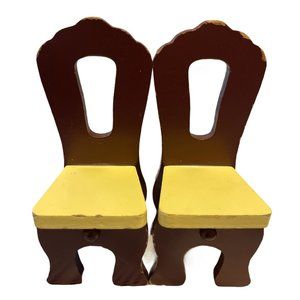 Wooden Dollhouse Furniture Chairs - Set of 2